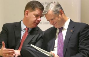 Boston Mayor Marty Walsh, a Democrat, and Governor Charlie Baker, a Republican, both oppose legalization of marijuana in Massachusetts.